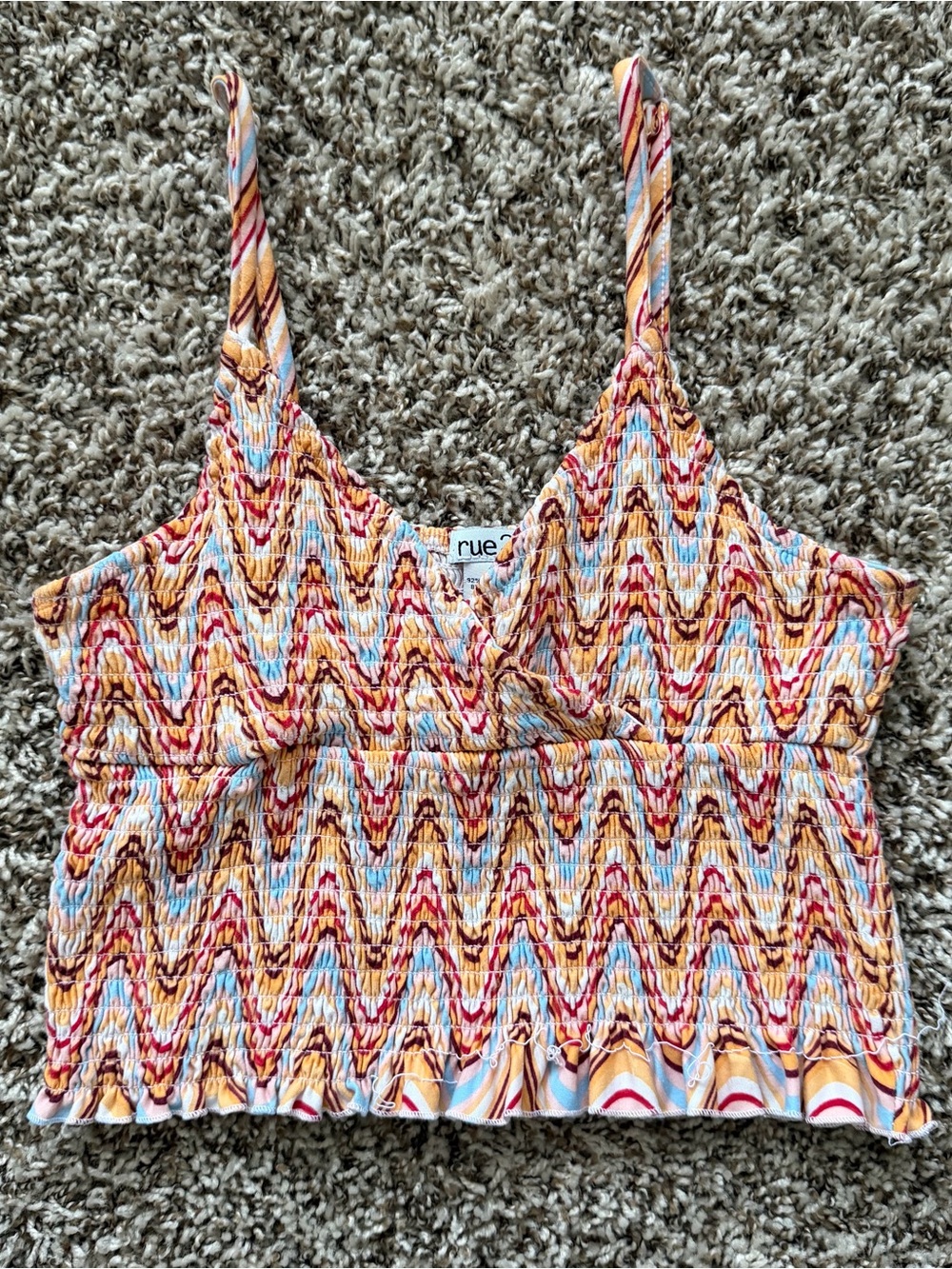 Rue21 Multicolor Smocked Cami with Wave Print
